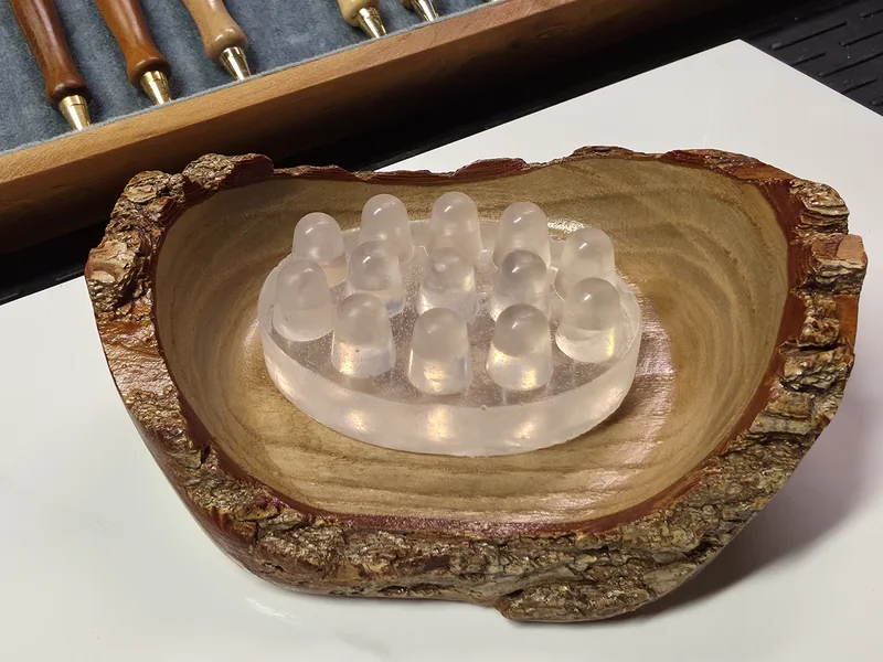 Clear small-batch soap bar sample from ExE Fabrication.