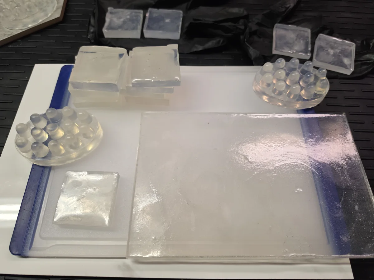 Clear small-batch soap sample photographed for ExE Fabrication.