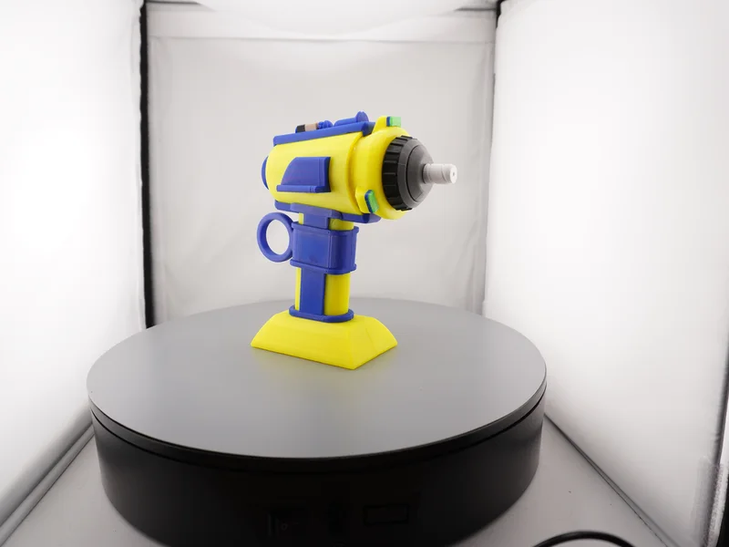 Brightly finished Laser Drill studio build with visible assembled parts.